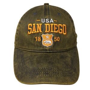 USA San Diego 1850 Baseball Cap Brown One Size Adjustable Embroidered Essencial